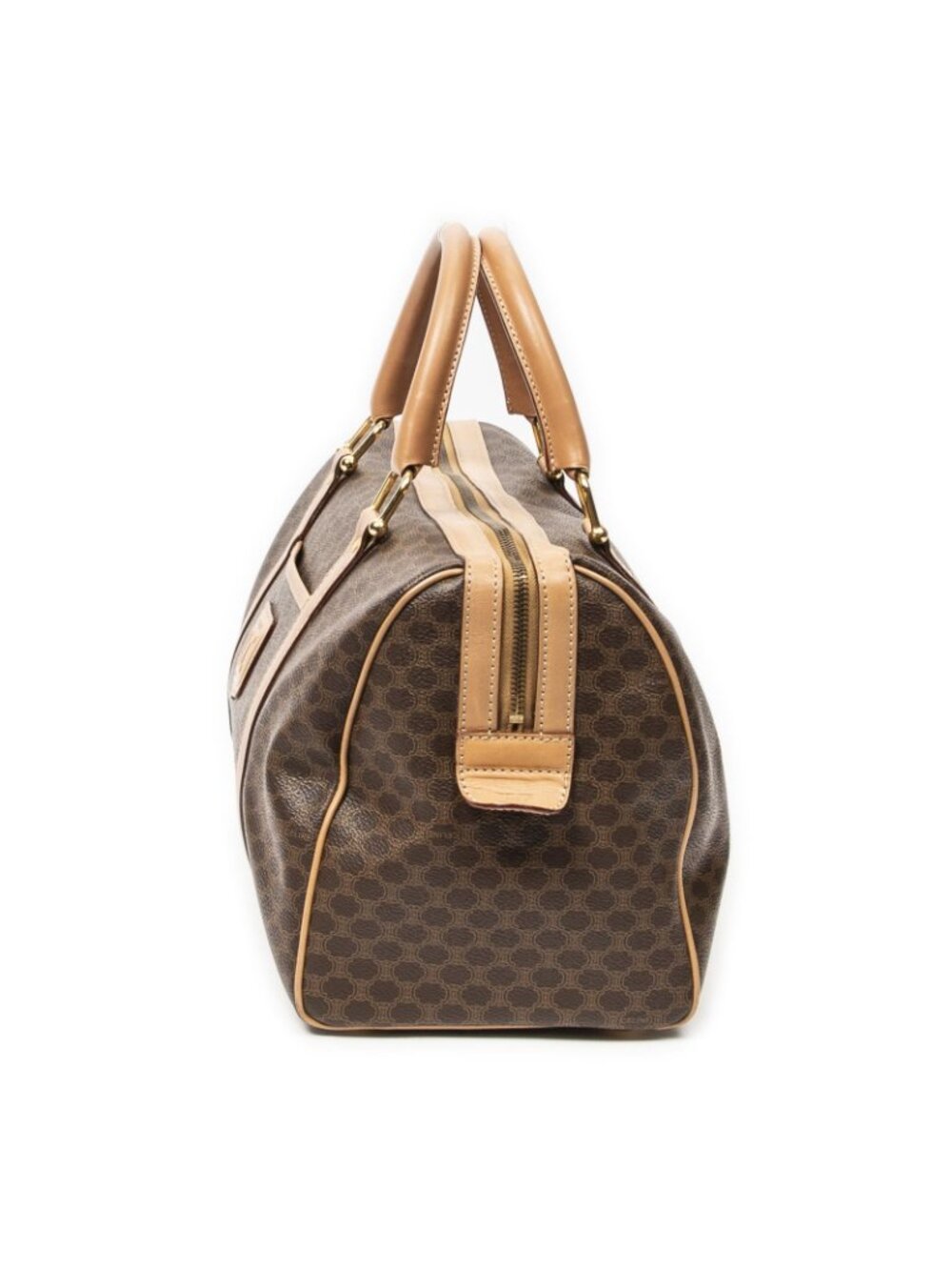Celine Midi Amboston Brown Beige Macadam Canvas Shoulder Bag - Picture 3 of 10